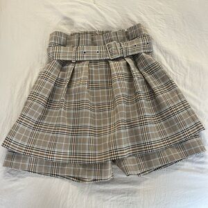 Plaid Skirt with shorts and attached belt #skirt #skort #plaid #pleats